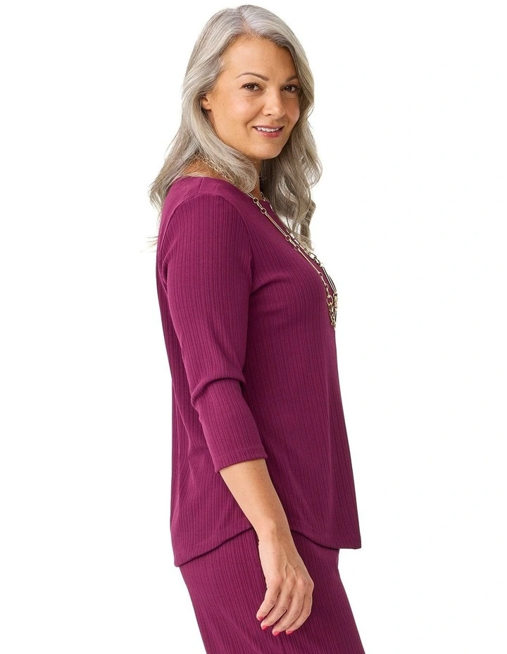 Tempest Boat Neck 3/4 Sleeve Top image 3