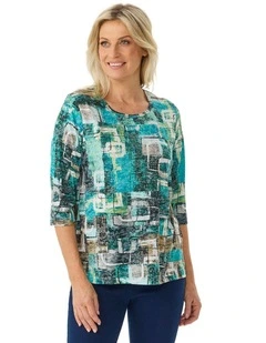 Ruby 3/4 Sleeve Burn Out Top