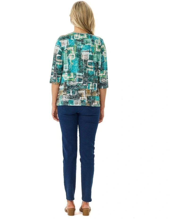 Ruby 3/4 Sleeve Burn Out Top image 2