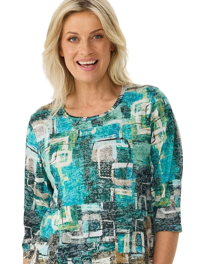 Ruby 3/4 Sleeve Burn Out Top image 5