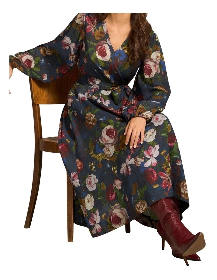 Floral Midi Dress in Ink Botanic Print image 3