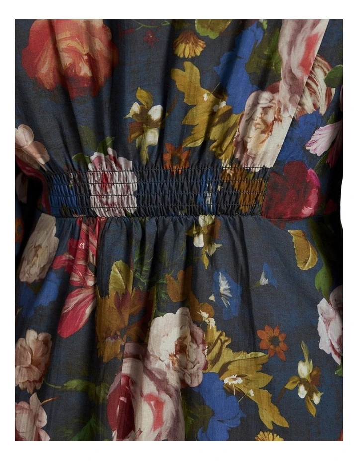 Floral Midi Dress in Ink Botanic Print image 4