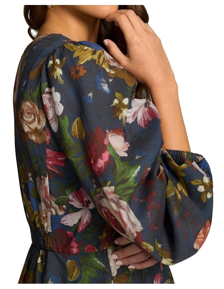Floral Midi Dress in Ink Botanic Print image 5