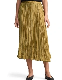 Crushed Midi Skirt - Bronze