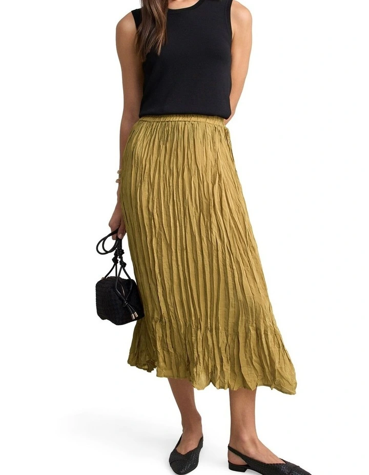 Crushed Midi Skirt - Bronze image 3