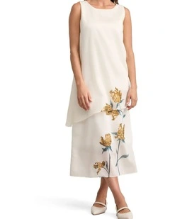 Sheer Layer Dress - Lone Stem Print