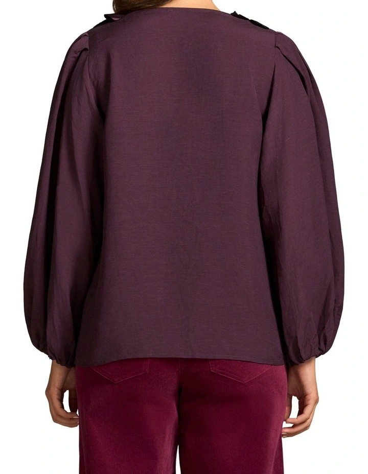 Floral Applique Blouse - Cherry image 2