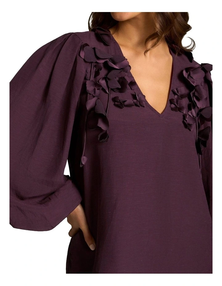Floral Applique Blouse - Cherry image 5
