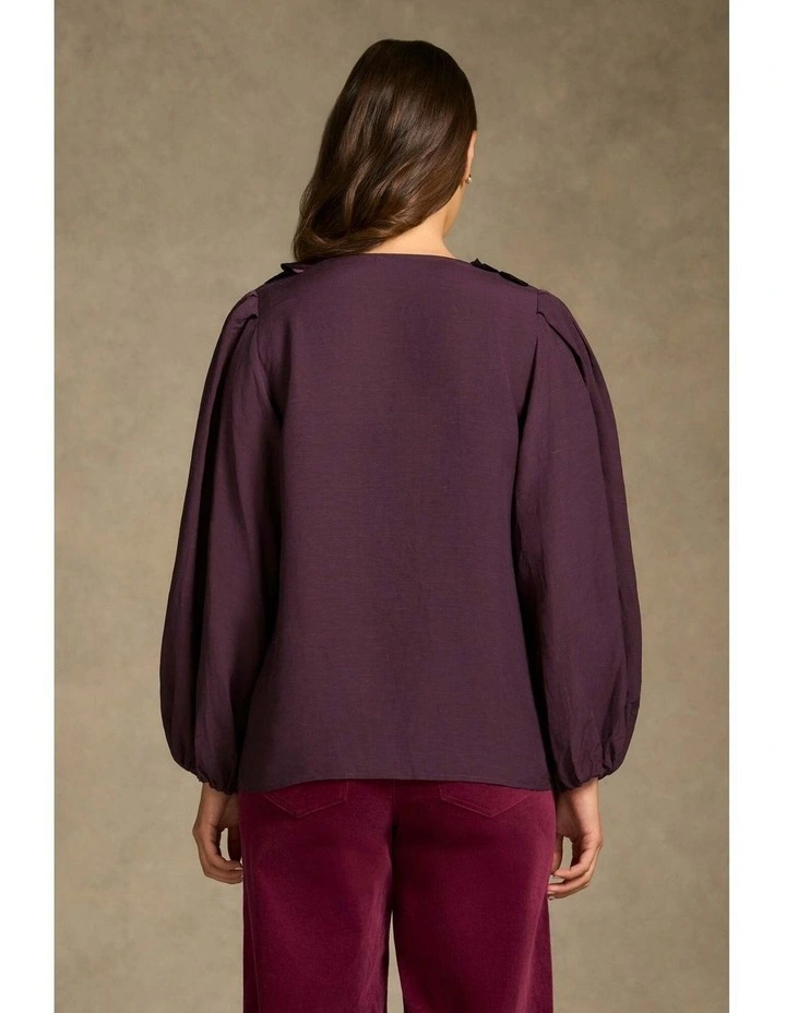 Floral Applique Blouse - Cherry image 7