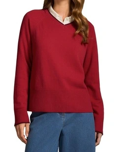 Merino Wool Jumper - Crimson
