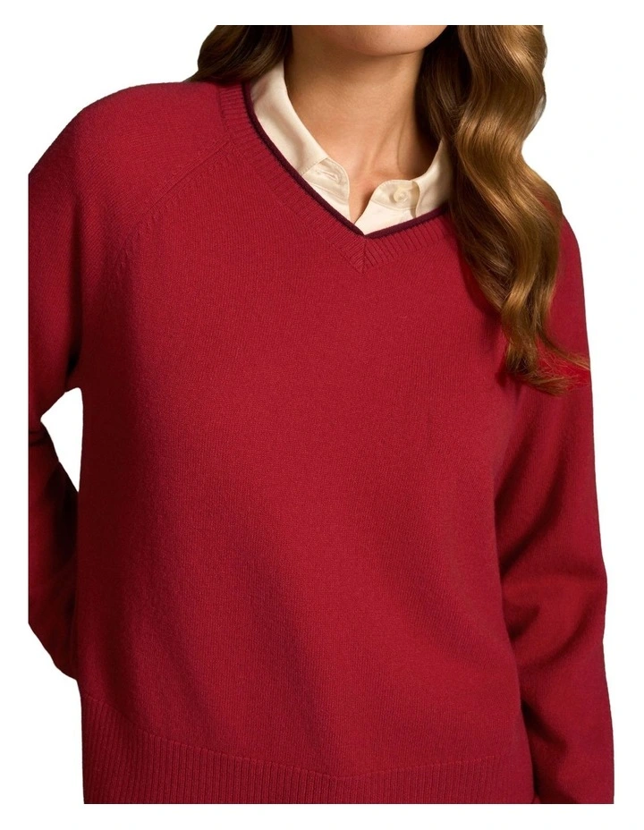 Merino Wool Jumper - Crimson image 4