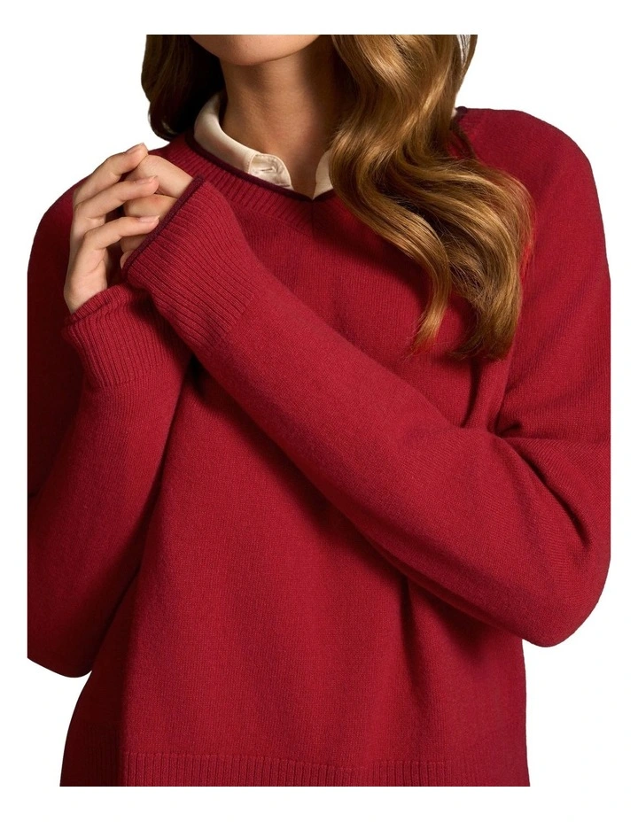 Merino Wool Jumper - Crimson image 5