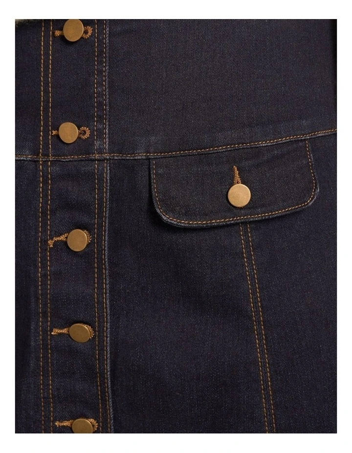 Button Front Denim Skirt - Dark Denim image 4