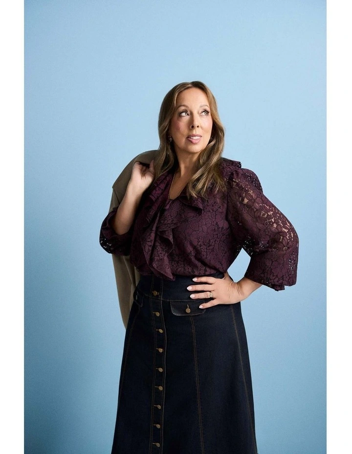 Button Front Denim Skirt - Dark Denim image 7