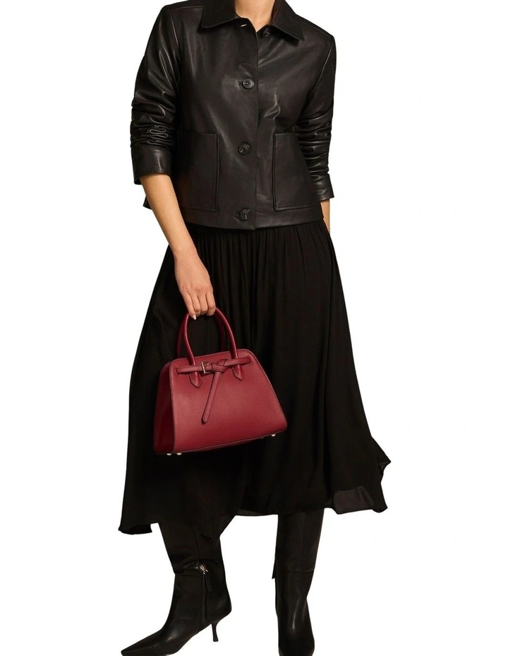 Buttoned Leather Jacket - Black image 4
