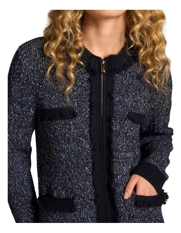 Textured Knit Jacket - Blue Multi image 4