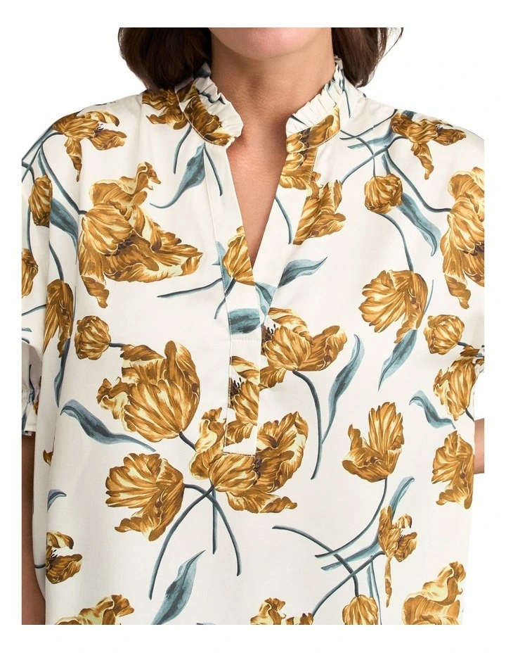 Puff Sleeve Printed Blouse - Floating Stem Print image 4