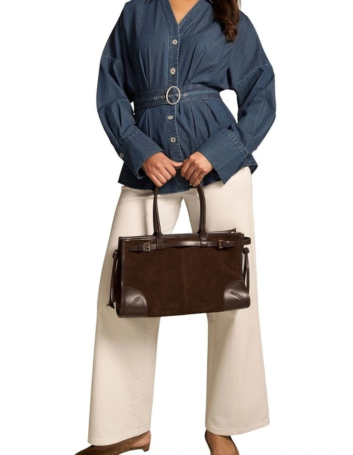 Chambray Belted Shirt - Dark Wash Denim image 3
