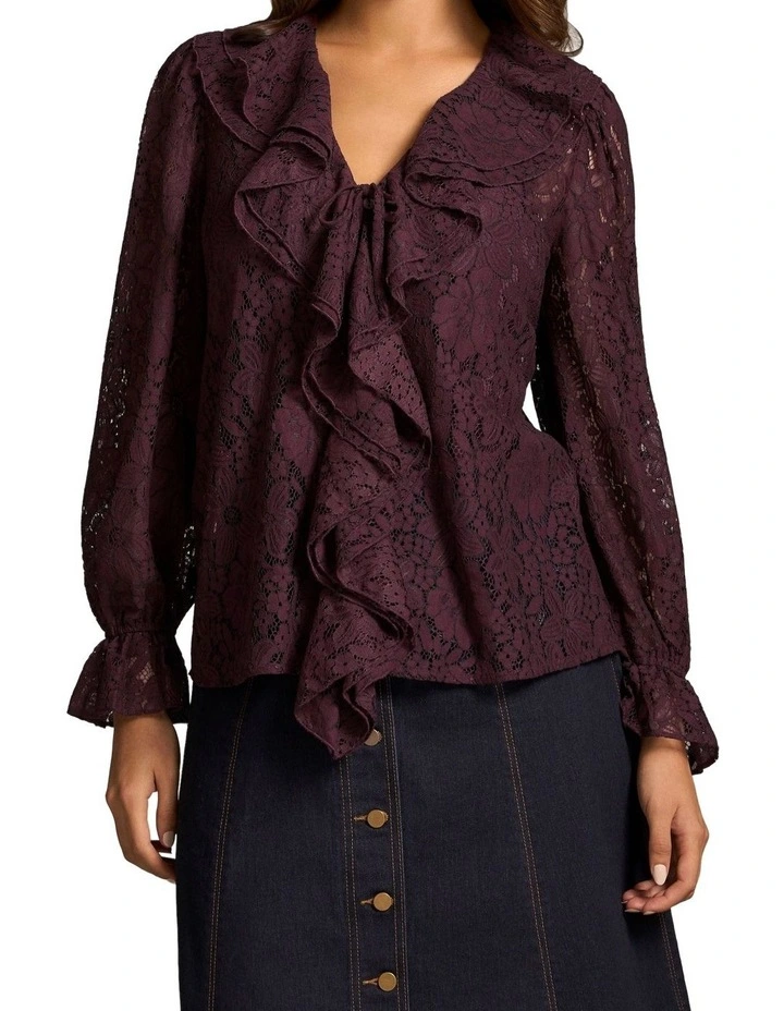 Frill Lace Blouse - Cherry image 1
