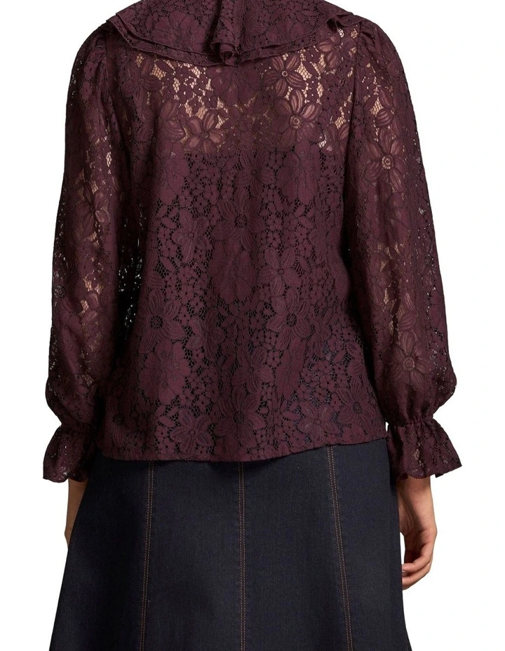 Frill Lace Blouse - Cherry image 2