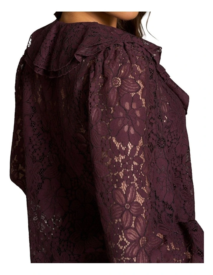Frill Lace Blouse - Cherry image 4