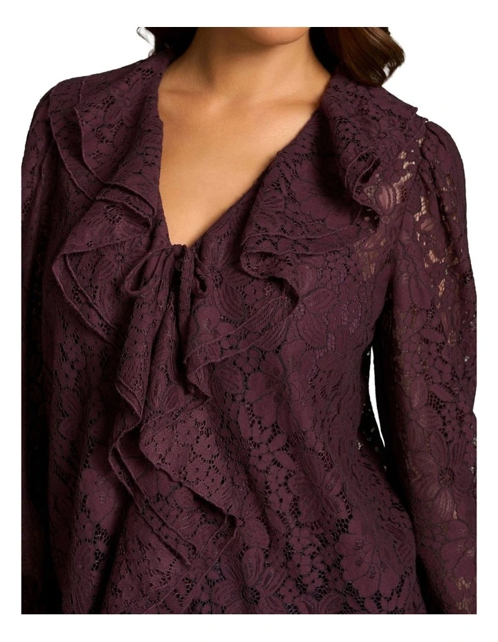 Frill Lace Blouse - Cherry image 5