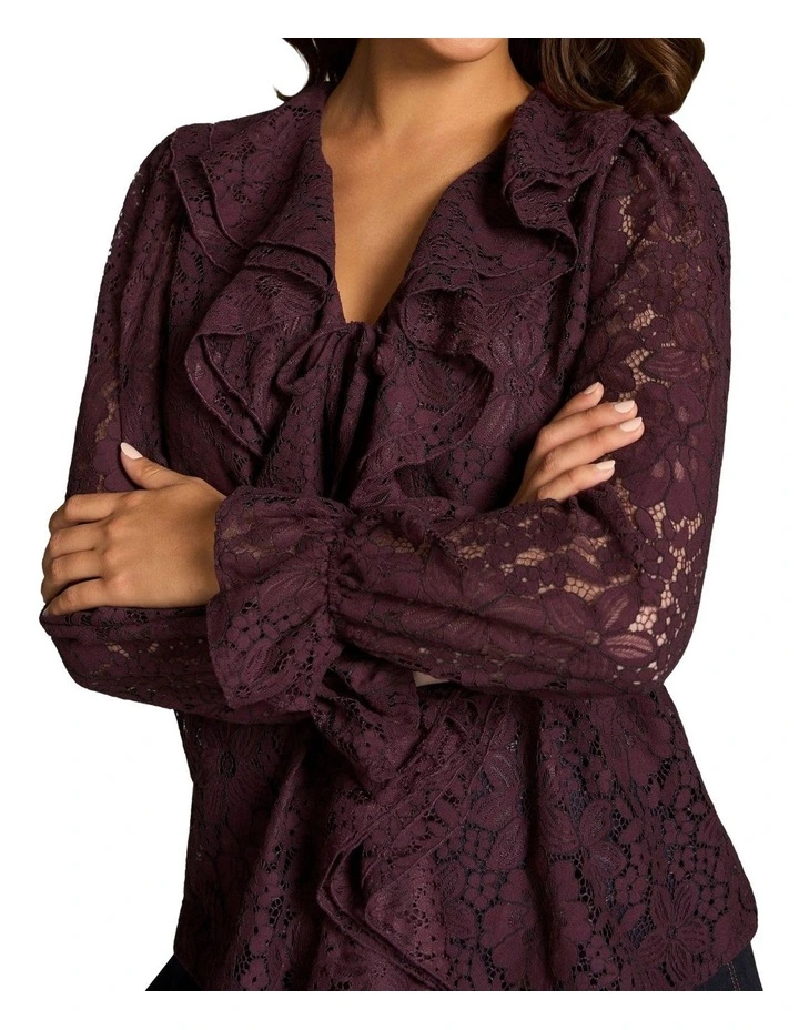 Frill Lace Blouse - Cherry image 6