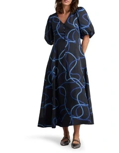 Event Dress - Ink Rope Print