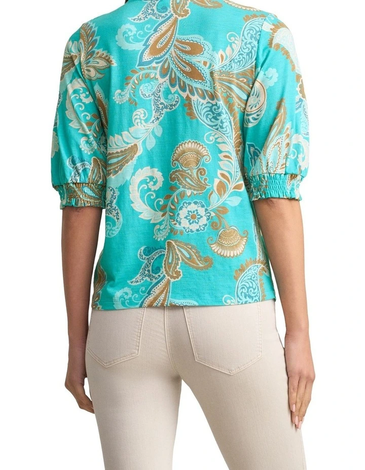 Frill Detail T-Shirt - Vivid Paisley Print image 2
