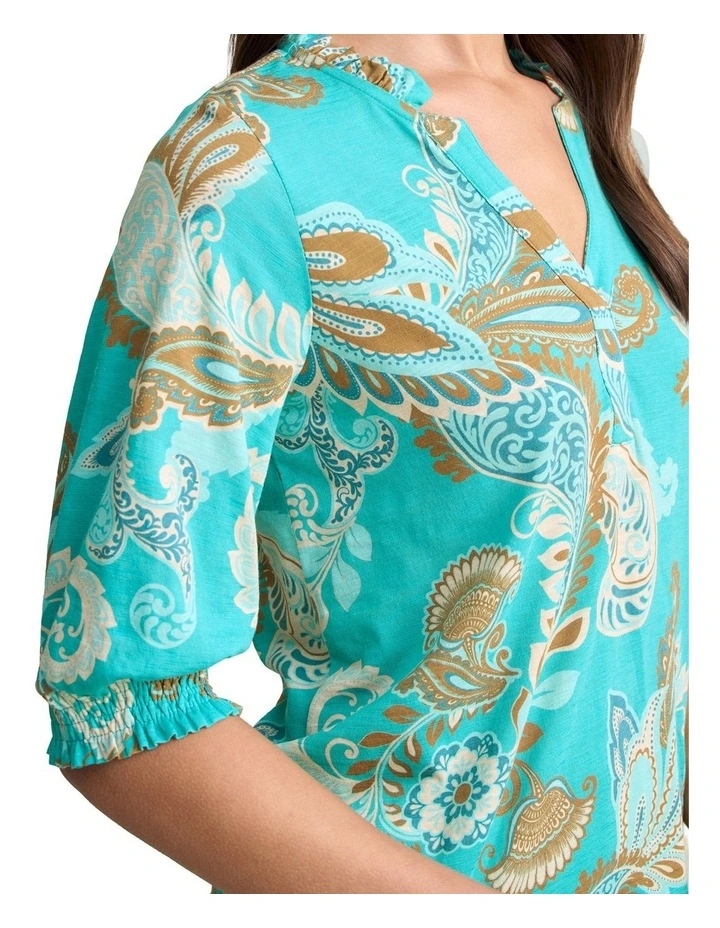 Frill Detail T-Shirt - Vivid Paisley Print image 4