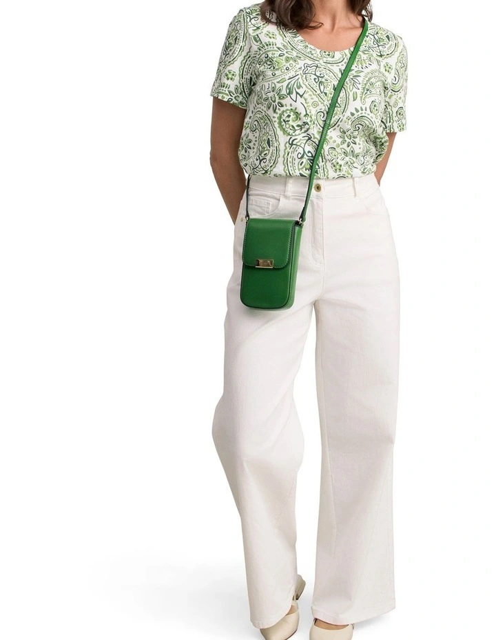 Organic Cotton Slub T-Shirt - Green Paisley Print image 3