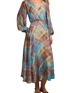 Wrap Front Georgette Dress - Plaid