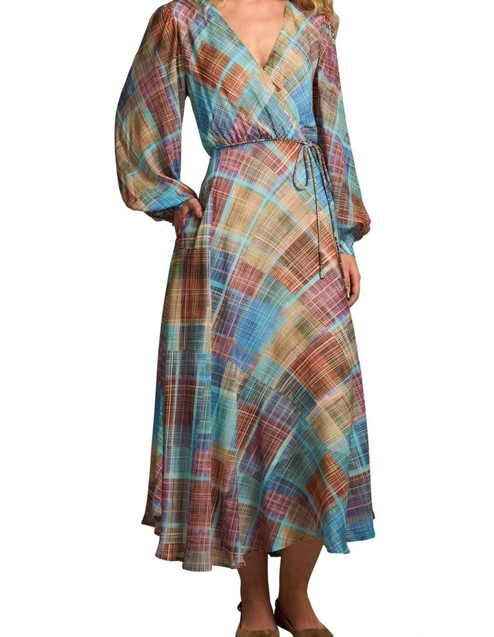 Wrap Front Georgette Dress - Plaid image 1