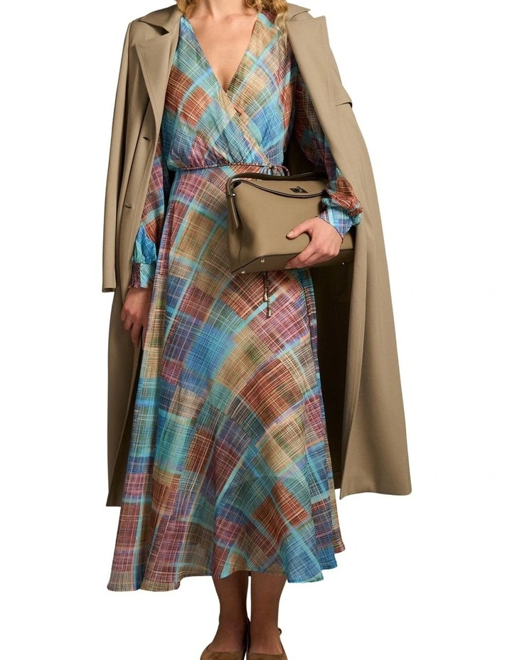Wrap Front Georgette Dress - Plaid image 3