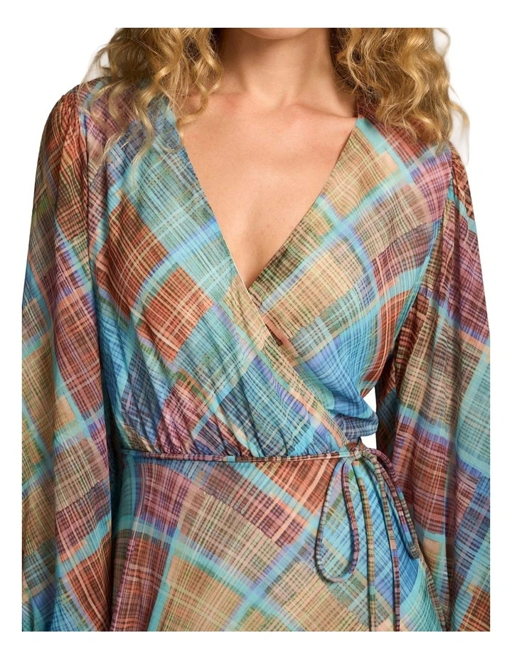 Wrap Front Georgette Dress - Plaid image 4