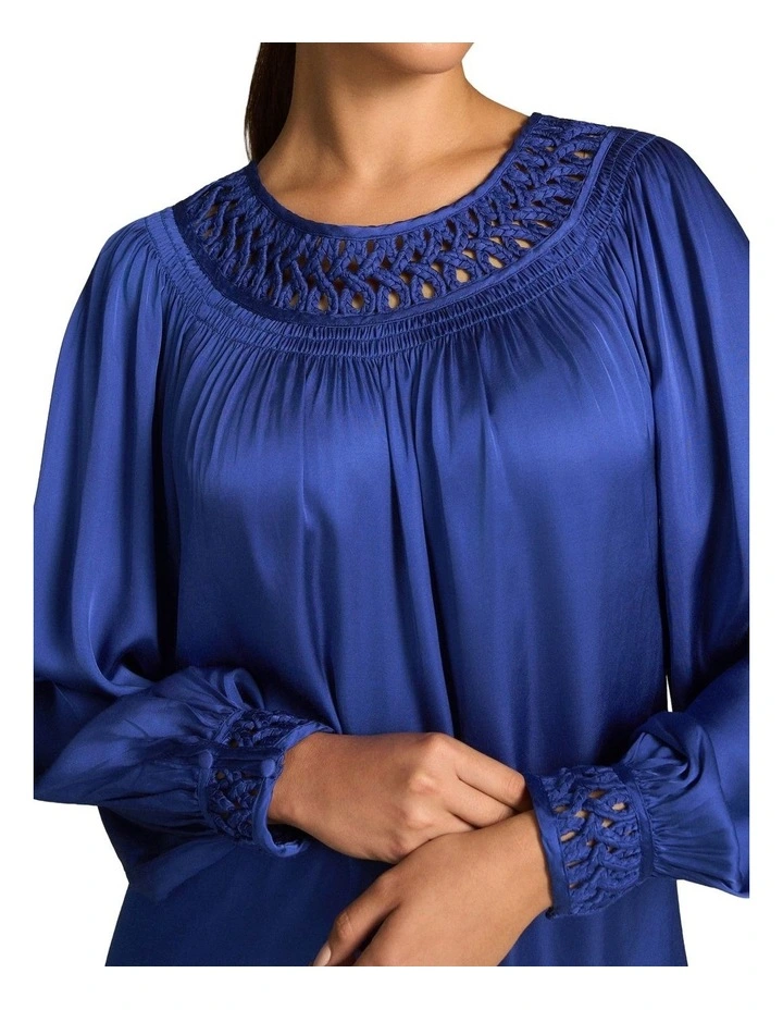 Braided Trim Blouse - Dark Royal Blue image 4
