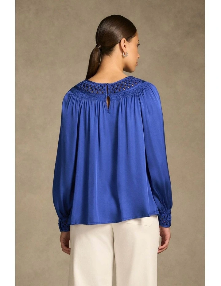 Braided Trim Blouse - Dark Royal Blue image 6