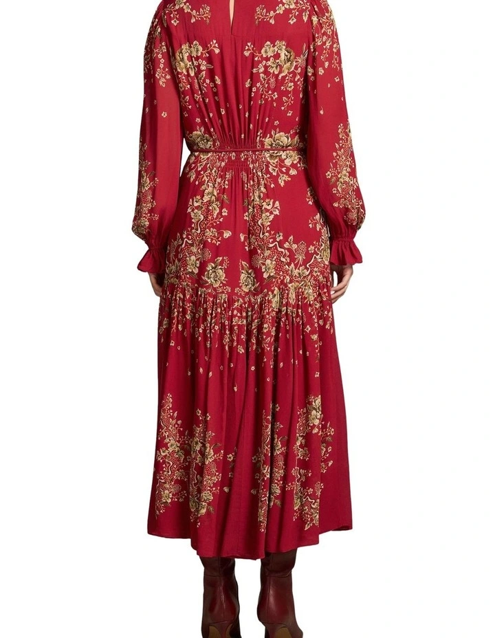 Knot Neck Midi Dress - Crimson Bloom Print image 2