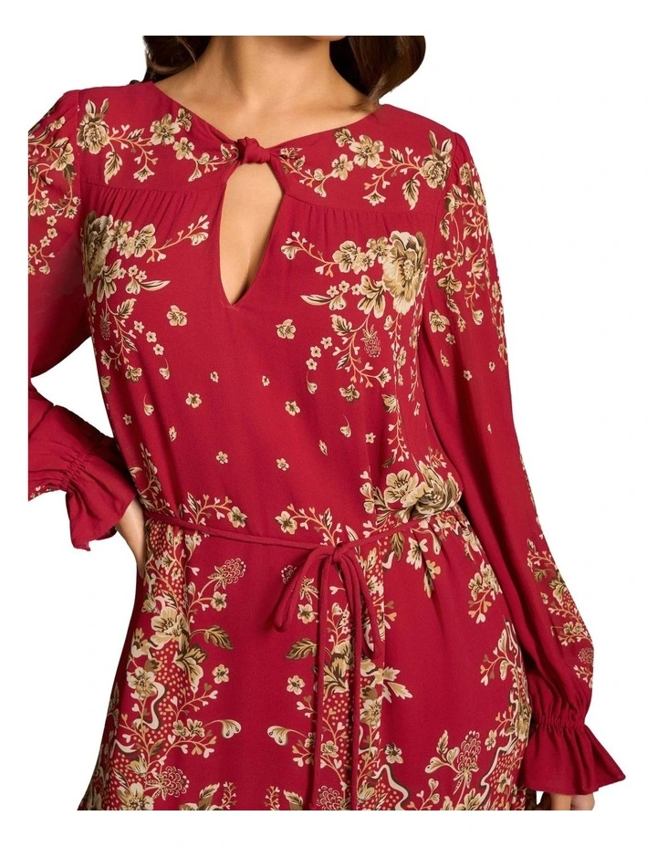Knot Neck Midi Dress - Crimson Bloom Print image 4