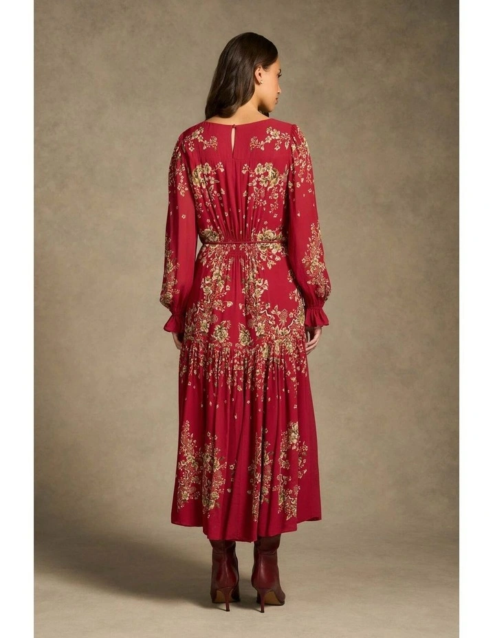 Knot Neck Midi Dress - Crimson Bloom Print image 6