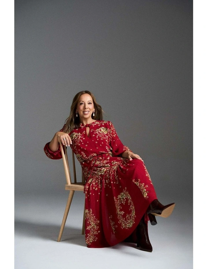 Knot Neck Midi Dress - Crimson Bloom Print image 7