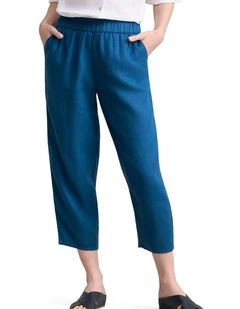 Linen Crop Pant - Midnight