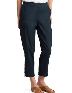 Curved Hem Linen Pant - Ink
