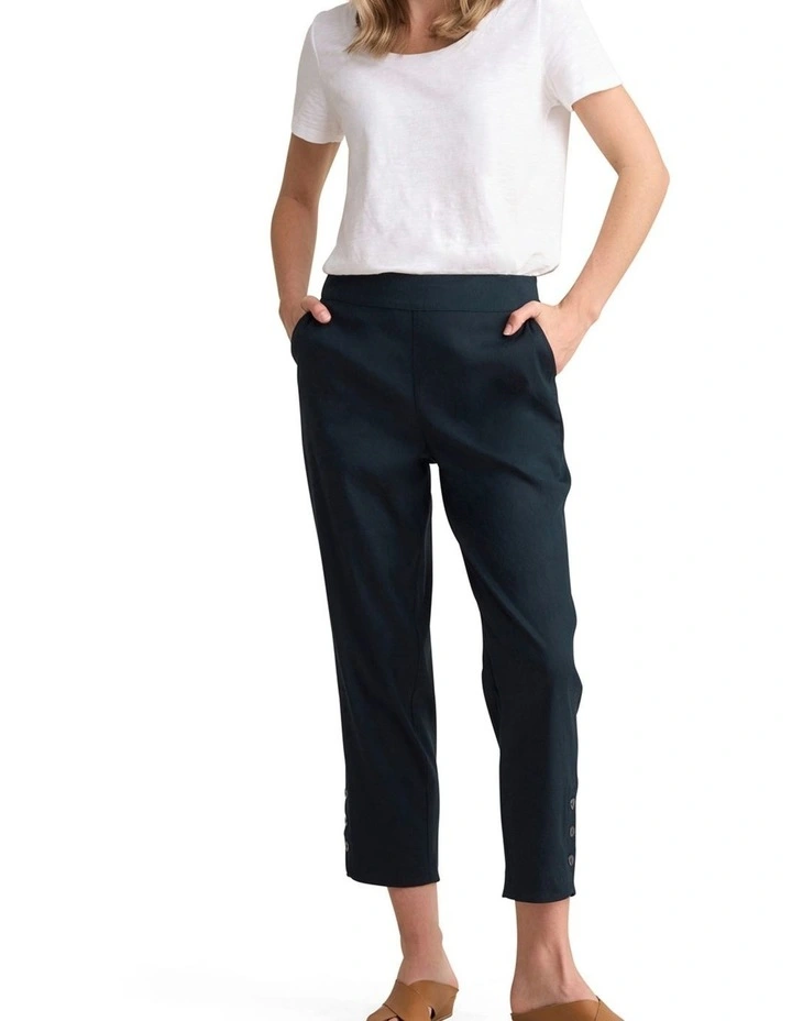 Curved Hem Linen Pant - Ink image 3