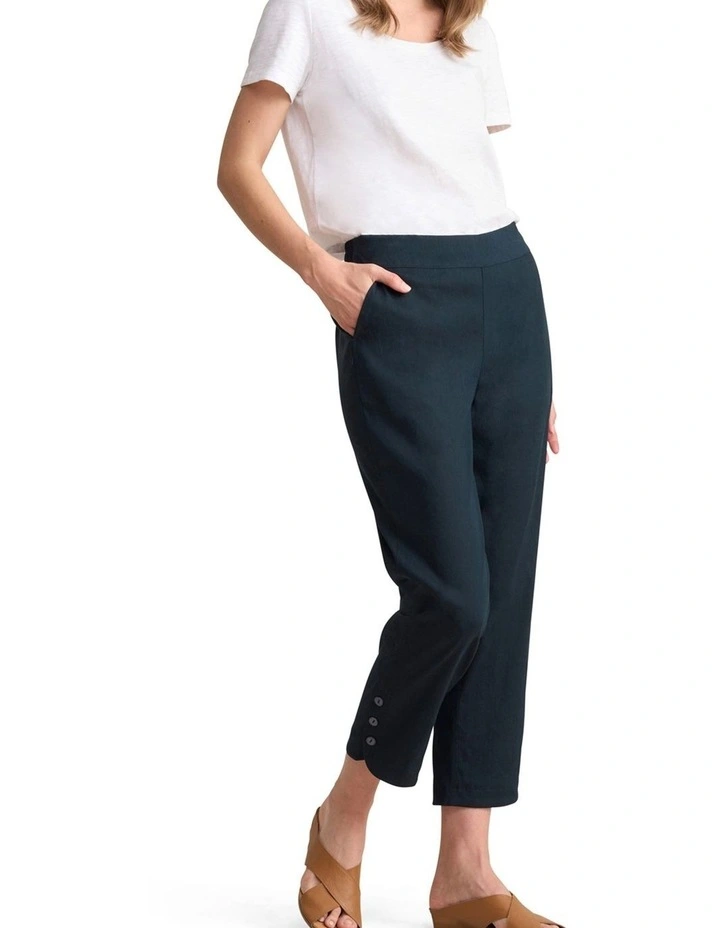 Curved Hem Linen Pant - Ink image 4
