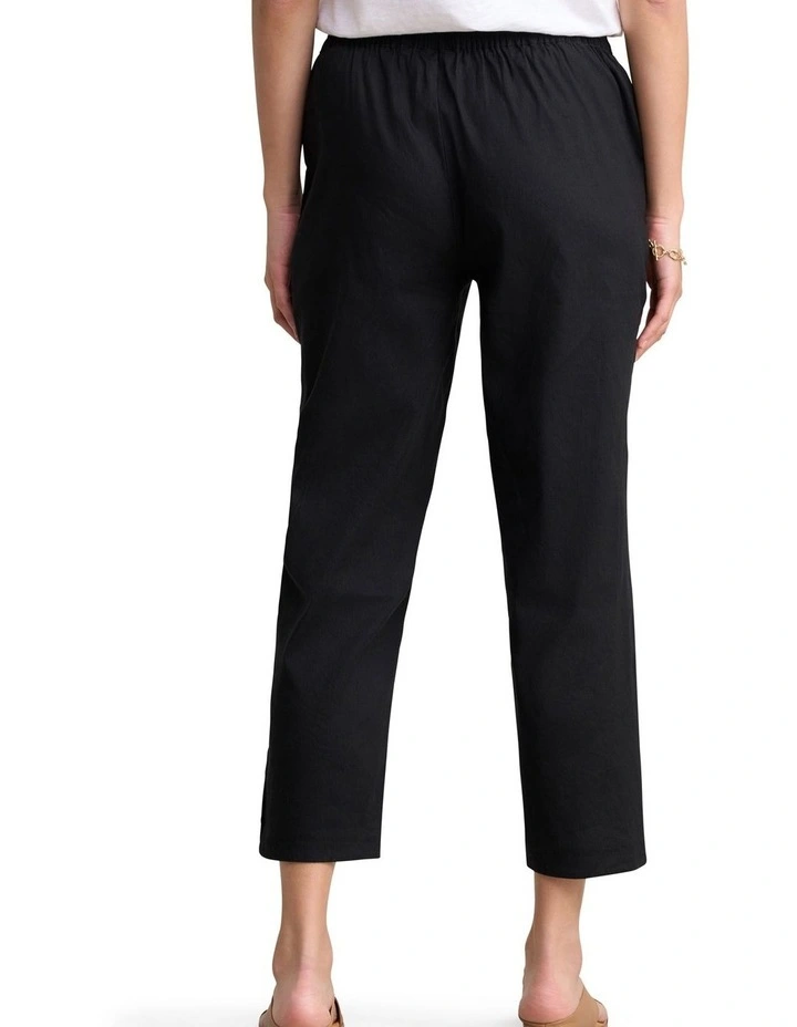 Curved Hem Linen Pant - Black image 2
