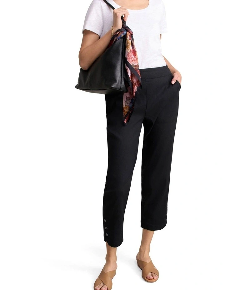 Curved Hem Linen Pant - Black image 3