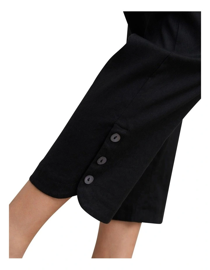 Curved Hem Linen Pant - Black image 4