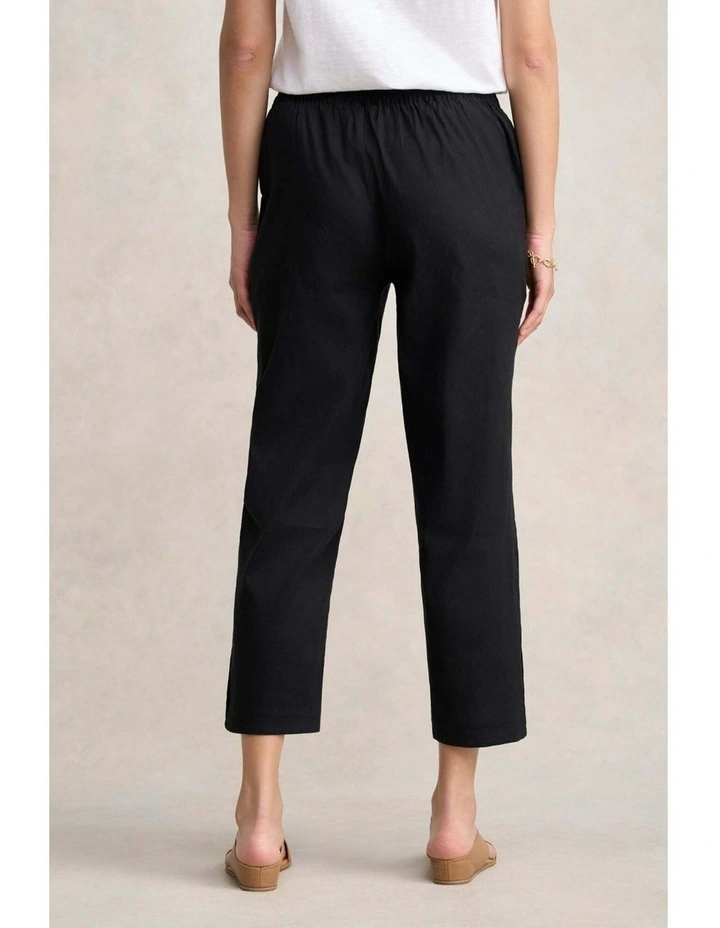 Curved Hem Linen Pant - Black image 5