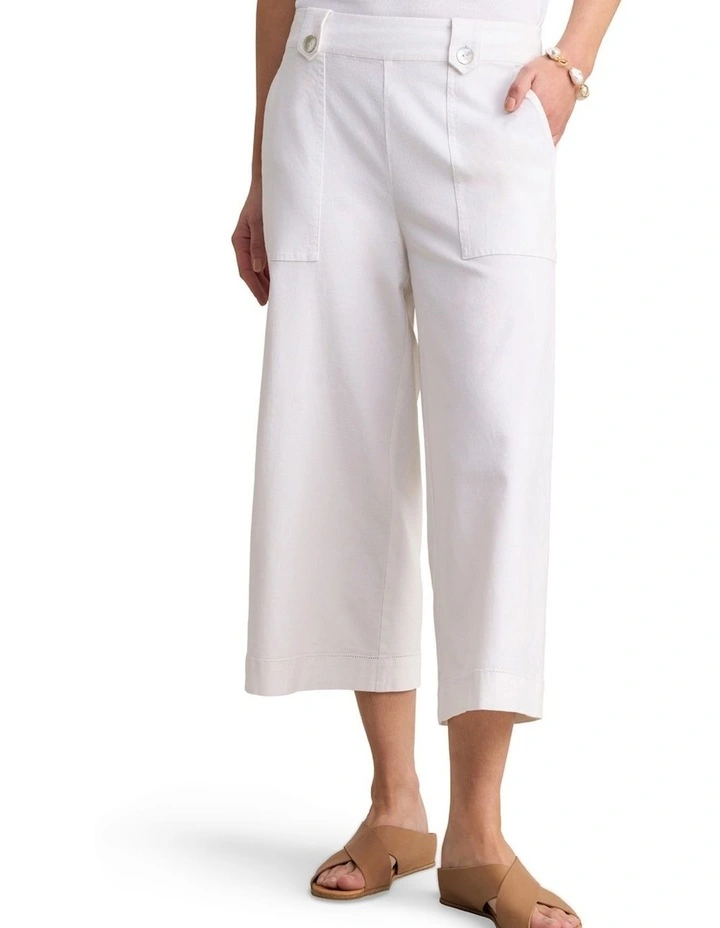 Linen Culotte - White image 1